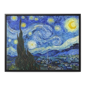 Starry Night Framed Canvas Print, Vincent Van Gogh, The Starry Night, Ultra High Resolution Wall Art, Ready To Hang, Classic Art Masterpiece