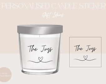 Pegatinas personalizadas para velas, etiquetas personalizadas para velas familiares, calcomanías transparentes con nombres, regalo único para velas, pegatinas decorativas personalizadas para velas