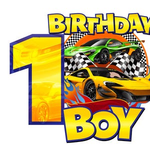1e Cars Racing verjaardag PNG digitaal downloadbestand jongen leeftijd 1 sublimatie feest feest Formaat wijzigen 300 dpi kwaliteit