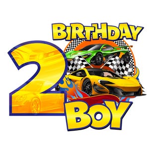 2nd Cars Racing Geburtstag PNG Digital Download File Junge Alter 2 Sublimation Party Feier Re-Size 300dpi Qualität