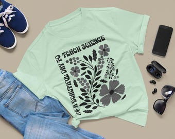 Floral Science Teacher T-Shirt, Unisex Jersey Tee