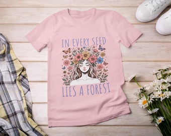 Floral Fairycore T-Shirt, Retro Wildflowers Cottagecore