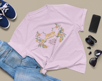 Jesus Floral Graphic Tee, Christian Unisex T-shirt