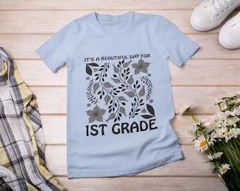 1st Grade Teacher Shirt, Floral Design, Lightweight Cotton Tee