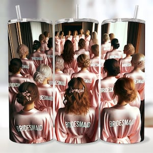 Bridesmaid Wedding Tumbler Wrap, 20 oz Skinny Tumbler Sublimation Design, Wedding Tumbler, Team Bride, Digital Download PNG