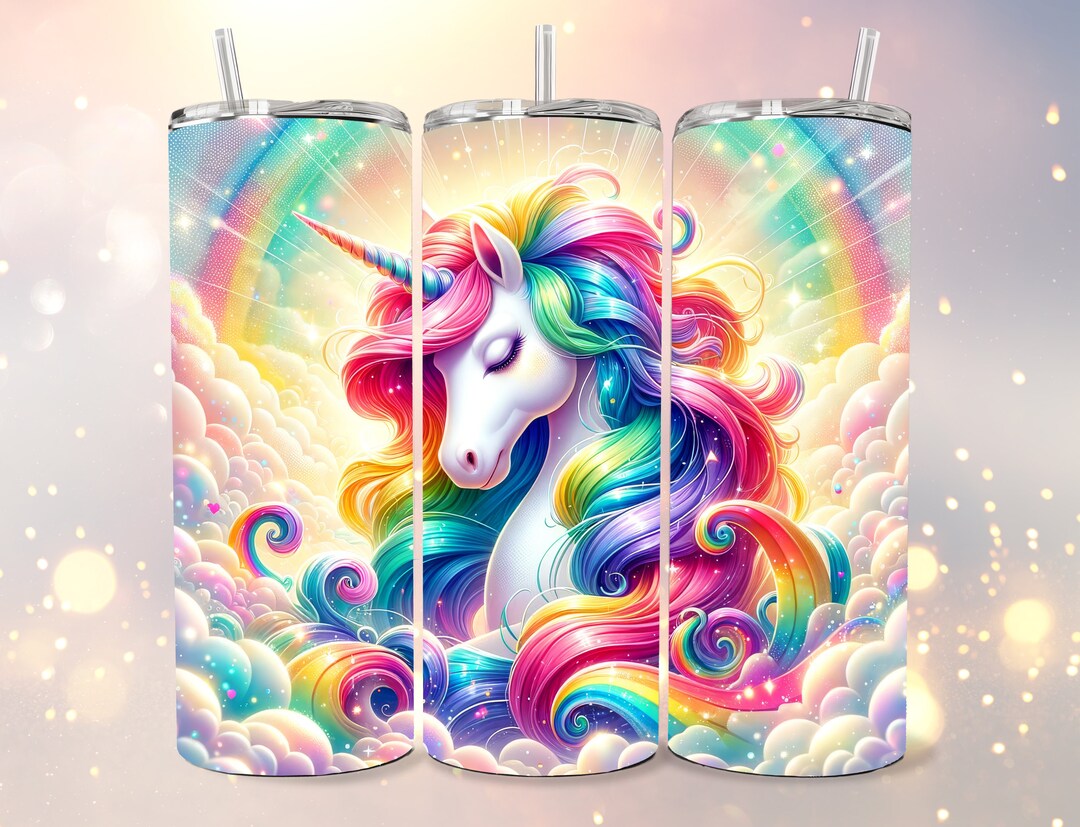 Pastel Rainbow Unicorn Tumbler Wrap: 20 Oz Skinny Sublimation Design ...