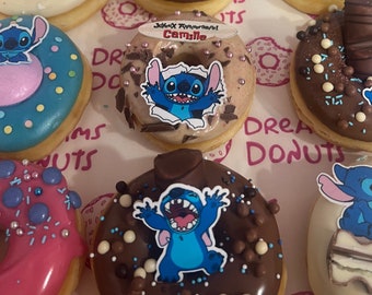 Stitch décorations en sucre pour gâteau, muffin donut personnalisable prédécoupé