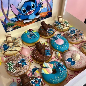 Stitch décorations en sucre pour gâteau, muffin donut personnalisable prédécoupé