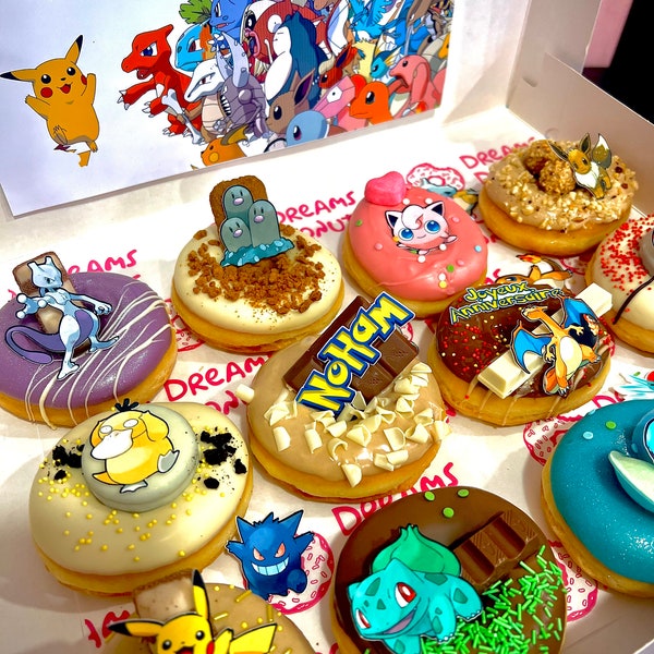 Pokémon décorations en sucre pour gâteau, muffin donut personnalisable prédécoupé