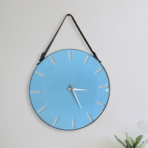 Minimalist Resin Wall Clock, Modern Clock, 21'' 54cm,Silent Clock, Home and Office Decor, Leather Clock, Leather Strap Wall Hanging Clock