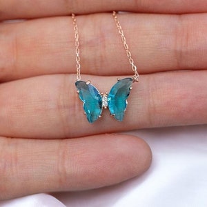 Aquamarine butterfly necklace hotsell