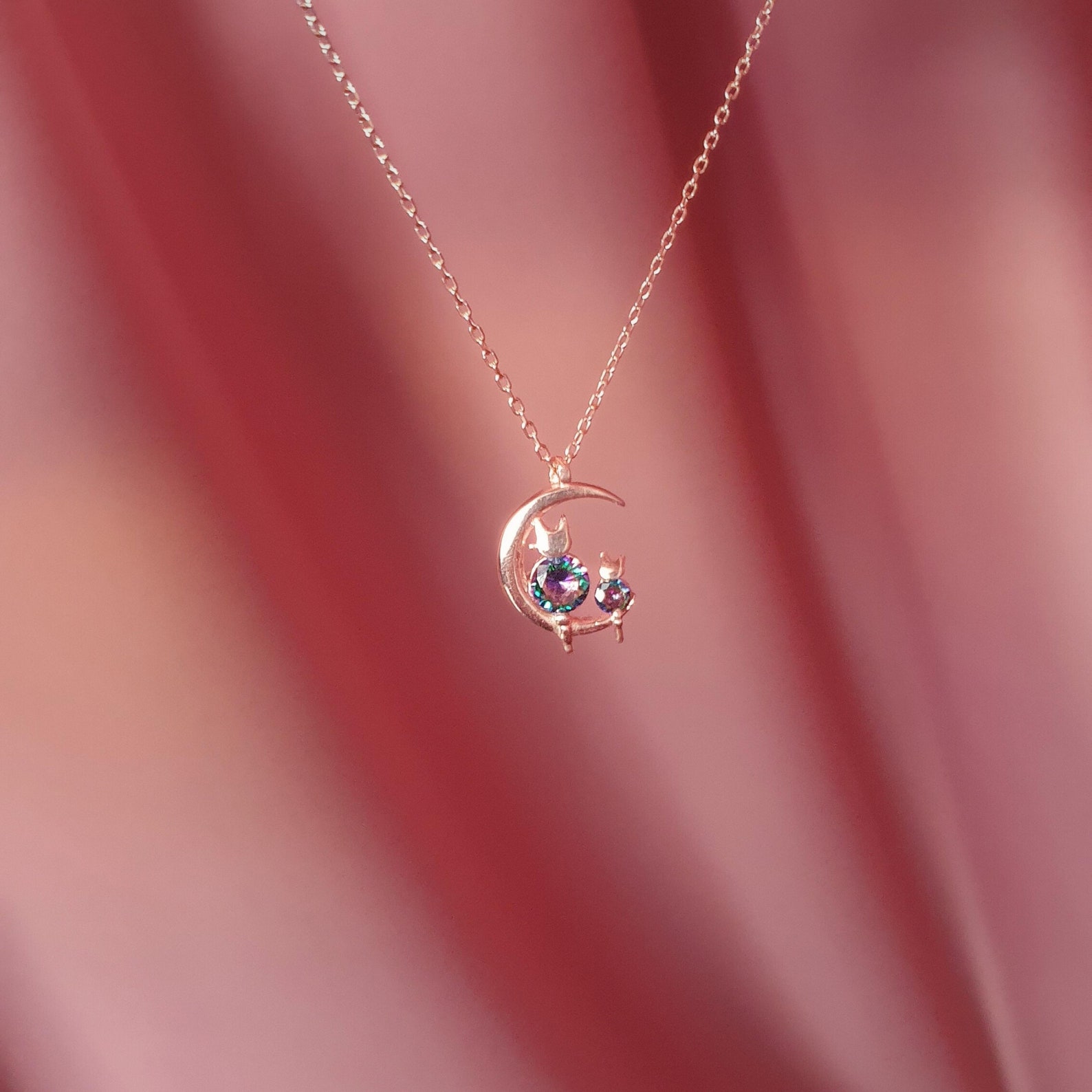 Cats Of Love Necklace In Sterling Silver