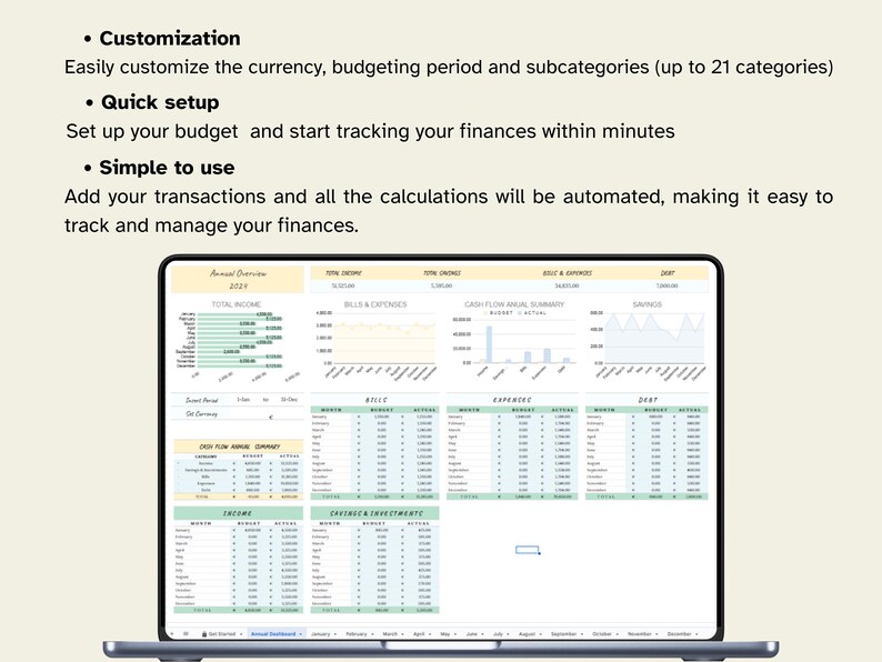Annual Budget Spreadsheet. Budget Planner. Budget Template Google
