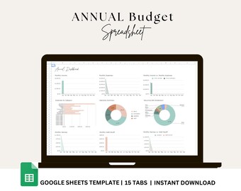 Jährliche Budget Tabelle: Google SheetsFinance Tracker (Digitaler Download)
