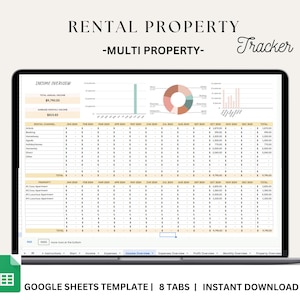 Rental Property Income Tracker: Real Estate Bookkeeping Spreadsheet (Digital Download)