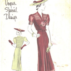Vintage 1940s Sewing Pattern, ONE PIECE DRESS - Bust: 36