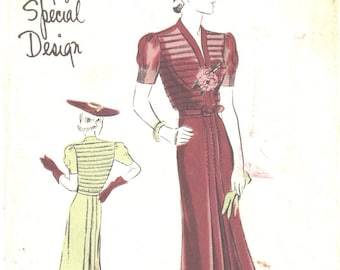 Vintage 1930s Sewing Pattern, One-Piece Frock - Bust: 38” (96cm)