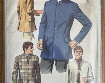 Patrón de costura vintage de los años 60: Chaqueta Nehru para hombre, pecho 86,3 cm (34") – Simplicity 7926