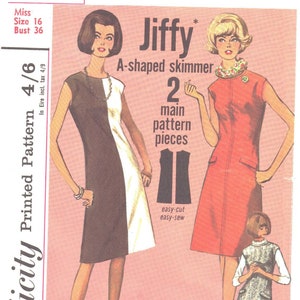 Vintage 1960s Sewing Pattern, Jiffy Dress or Jumper - Bust: 36” (91cm)