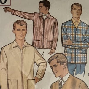 Vintage 1960er Jahre Schnittmuster: Herren Freizeitjacke & Reißverschlussjacke - Brustumfang 106.6 cm - Einfachheit 5210