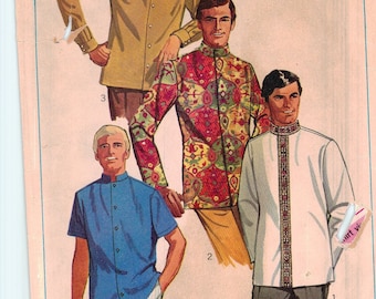 Patrón vintage de los años 60: Chaqueta Nehru para hombre, pecho 86 cm, Simplicity 8006