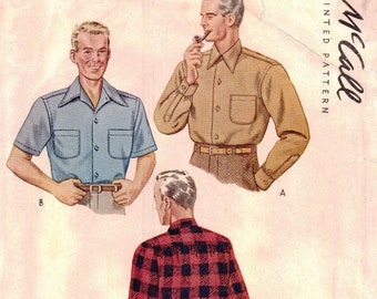 Vintage 1940s Pattern – Sports Shirt - Chest 46"- 48" McCalls 5863
