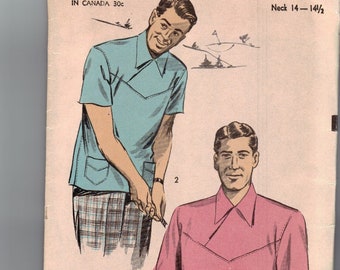 1940s Men's Shirt Sewing Pattern – Advance 5062, Chest 34-36"