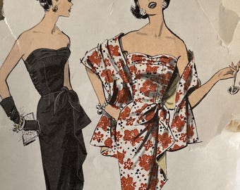 1950s Sewing Pattern: Sarong Dress and Stole – Bust 32" (81cm) – Advance 8647