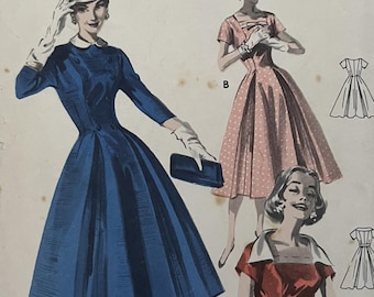 1950s Sewing Pattern: Princess Line Dress – Bust 38" (97cm) – Butterick 8089
