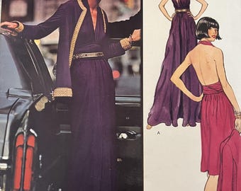 Cartamodello per abito da sera e giacca di Vogue Couturier Galitzine, anni '70 - Busto 91 cm (36”)