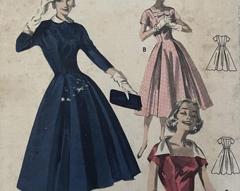 1950s Sewing Pattern: Princess Line Dress – Bust 34" (86cm) – Butterick 8089