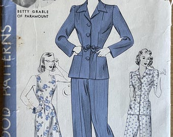 1940s Sewing Pattern: Overall, Slacks & Jacket - Bust 34" (86cm) - Hollywood 694