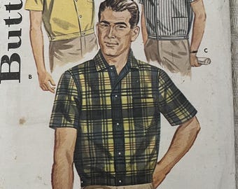 Cartamodello anni '60: Camicia sportiva da uomo - Collo 38 cm (15") - Butterick 2956