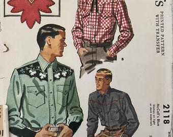 Cartamodello: Camicia western da uomo - Circonferenza torace 38" (97 cm) - McCall's 2118