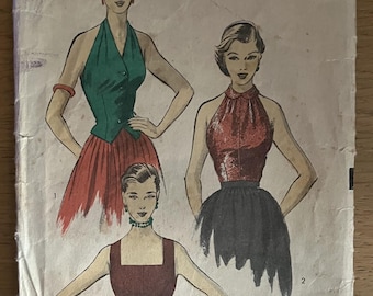 Vintage 1950s Sewing Pattern: Fitted Blouse Tops - Bust 30" (76cm) - Advance 5802