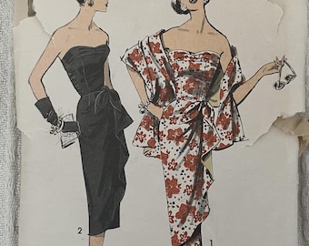 Cartamodello anni '50: abito pareo e stola - Busto 81 cm - Advance 8647