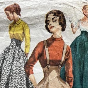 Vintage 1950s Sewing Pattern: Suspender Skirt & High Waist Evening Skirt - Waist 28&quot; (71.1cm) - Simplicity 1730