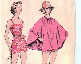 Vintage 1950s Pattern – Two-Piece Playsuit and Poncho - Bust 34"