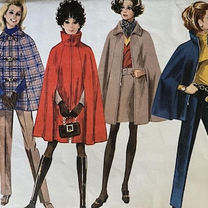 Vintage 1960s Sewing Pattern – The &#39;Traitor&#39; Cloak, Charm Cape in Two Lengths, Skirt & Pants - Bust 32 1/2 (82.5cm) - Simplicity 7866