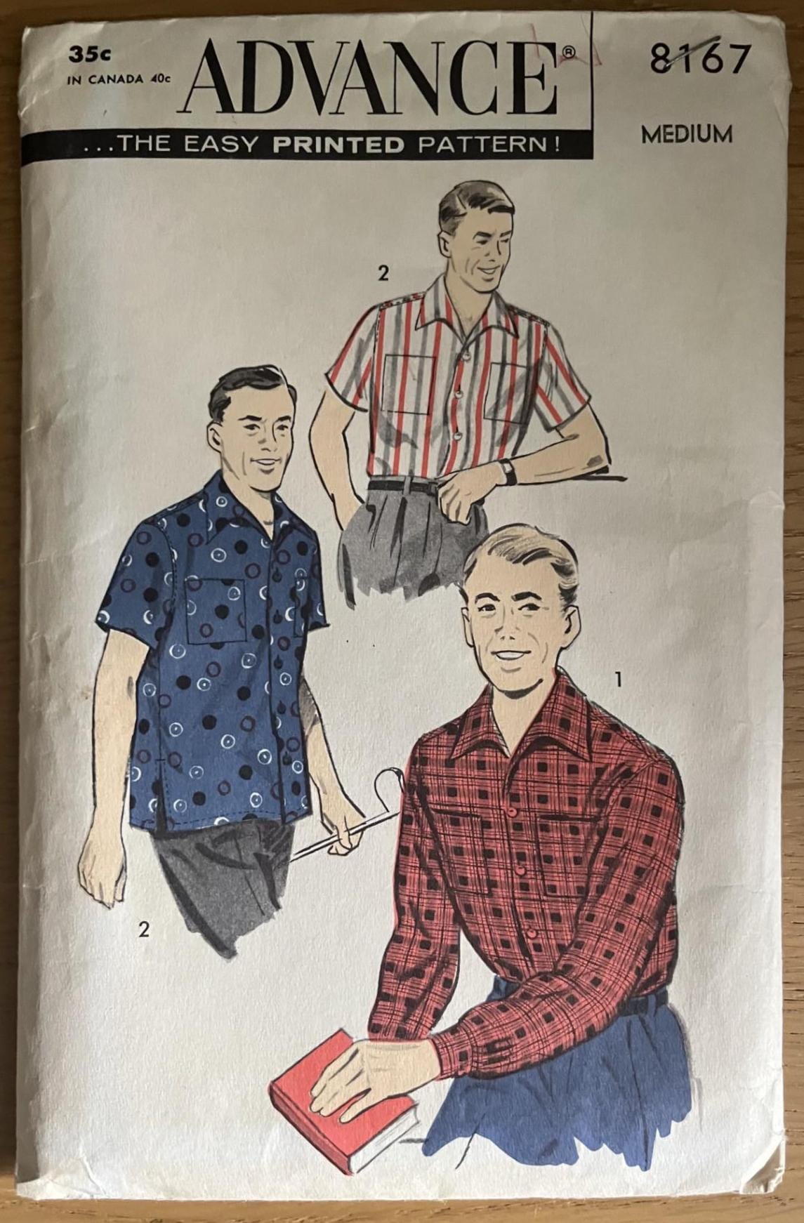 1950s Men's Sports Shirt Sewing Pattern: Advance 8167, Chest 38