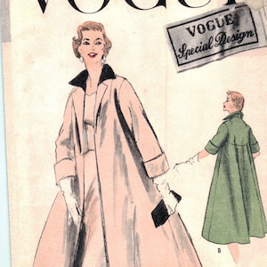 Vintage 1950s Pattern – Flared  Coat - Bust 30&quot; (76cm) Vogue S-4697