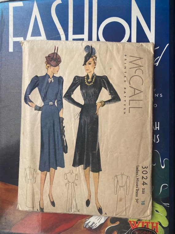 Modello di cucito vintage anni '30, abito elegante Busto 36