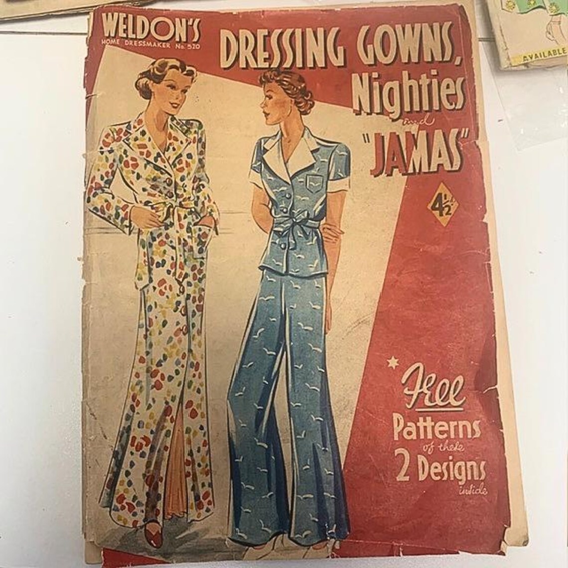 Ubs Pattern Vintage 1930's Journal, Sewing Pattern, Weldons 520: Dressing Gown ...