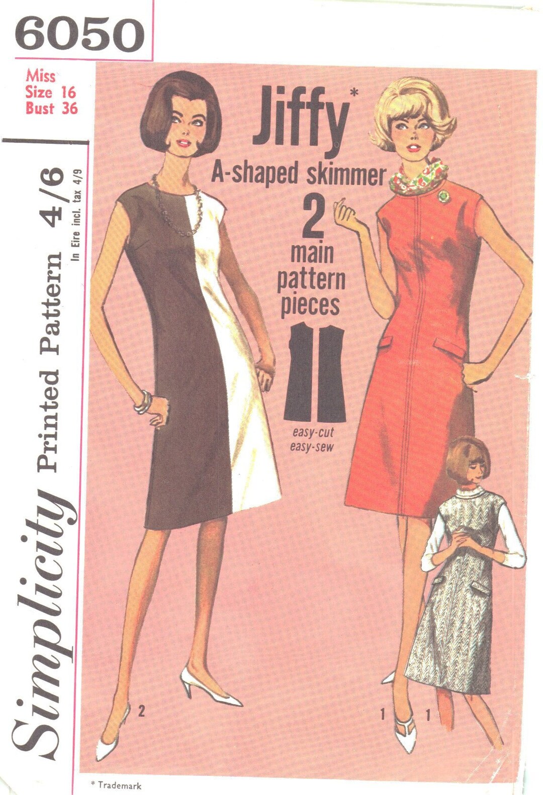 Vintage 1960s Sewing Pattern Jiffy Dress or Jumper Bust Etsy