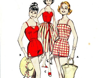 Vintage 1960s Sewing Pattern, Playsuit & Skirt - Bust: 34” (86cm)