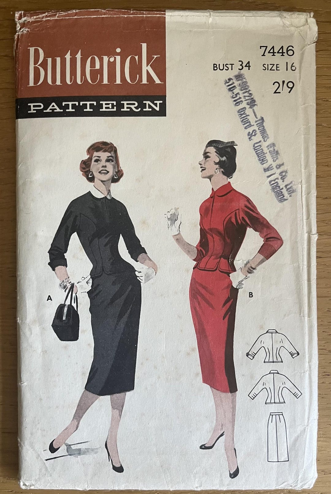 Vintage 1950s Sewing Pattern: Skirt & Top, Two Piece Dress - Bust 34 ...