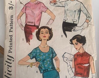Vintage jaren 60-naaipatroon, blouses - borst: 36" (91 cm)