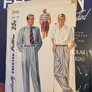 Vintage 1950's Sewing Pattern: Mens Pants - Slacks Trousers Shorts - Multi-sizes Simplicity 113