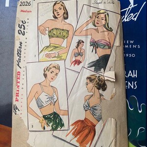 Vintage 1940s Sewing Pattern – Bra tops - Medium - Simplicity 2026