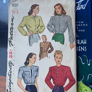 Vintage 1940&#39;s Sewing Pattern - Land Girl Lumber Jacket / Bomber Jacket - Multisizes You Pick - Simplicity 1535